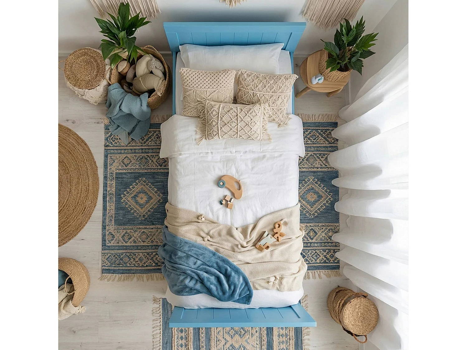 Lit Enfant Design en Bois "Fayre" 90x200cm Bleu