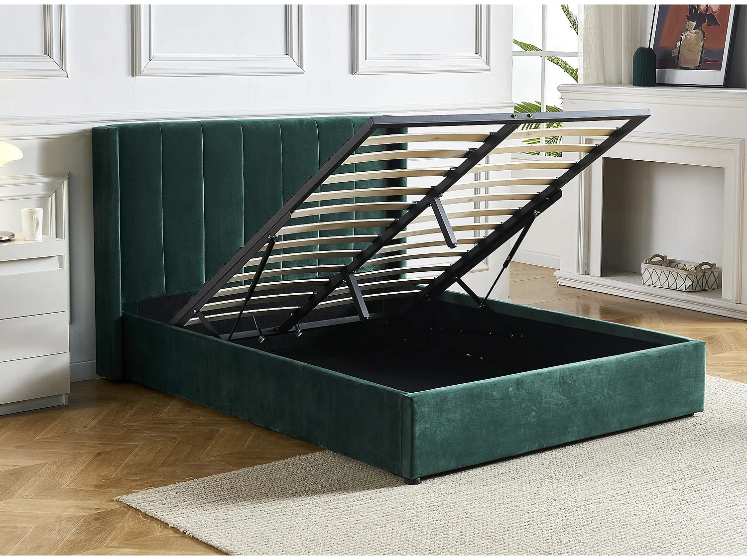 Lit Adulte Sommier Relevable "Fady" 140x190cm Vert