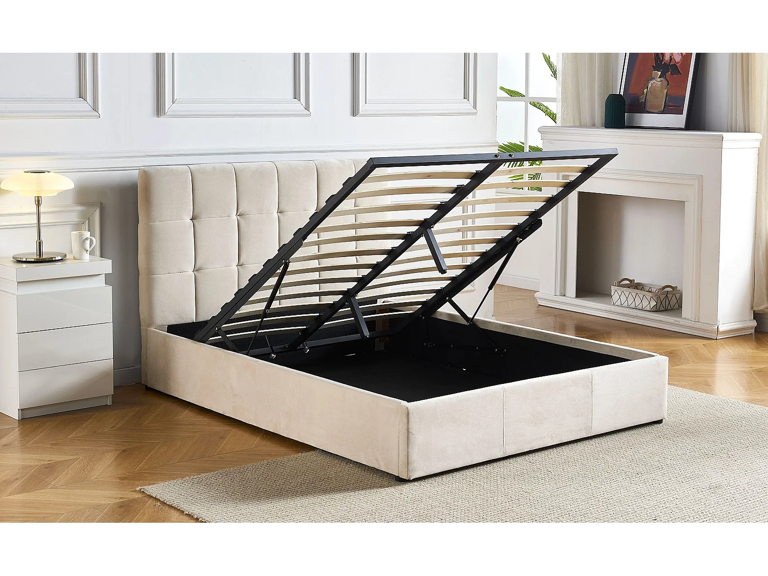 Lit Adulte Sommier Relevable "Birma" 180x200cm Beige