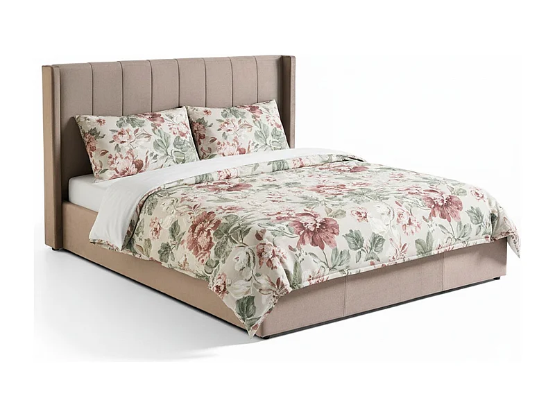 Lit Adulte Sommier Relevable "Fady" 180x200cm Taupe