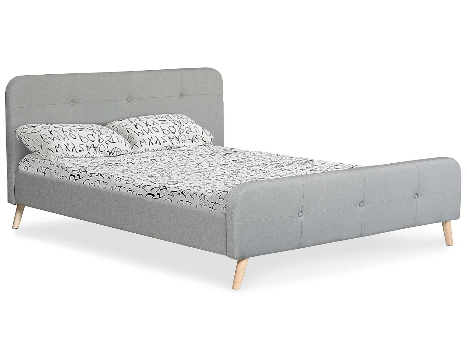 Lit Scandinave & Sommier "Sad" 160x190cm Gris