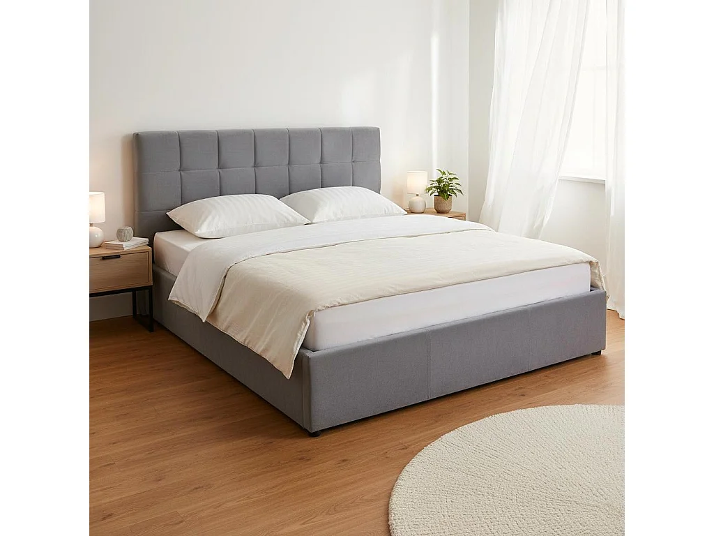 Lit Adulte Sommier Relevable "Birma" 160x200cm Argent