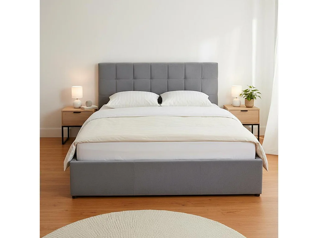 Lit Adulte Sommier Relevable "Birma" 160x200cm Argent