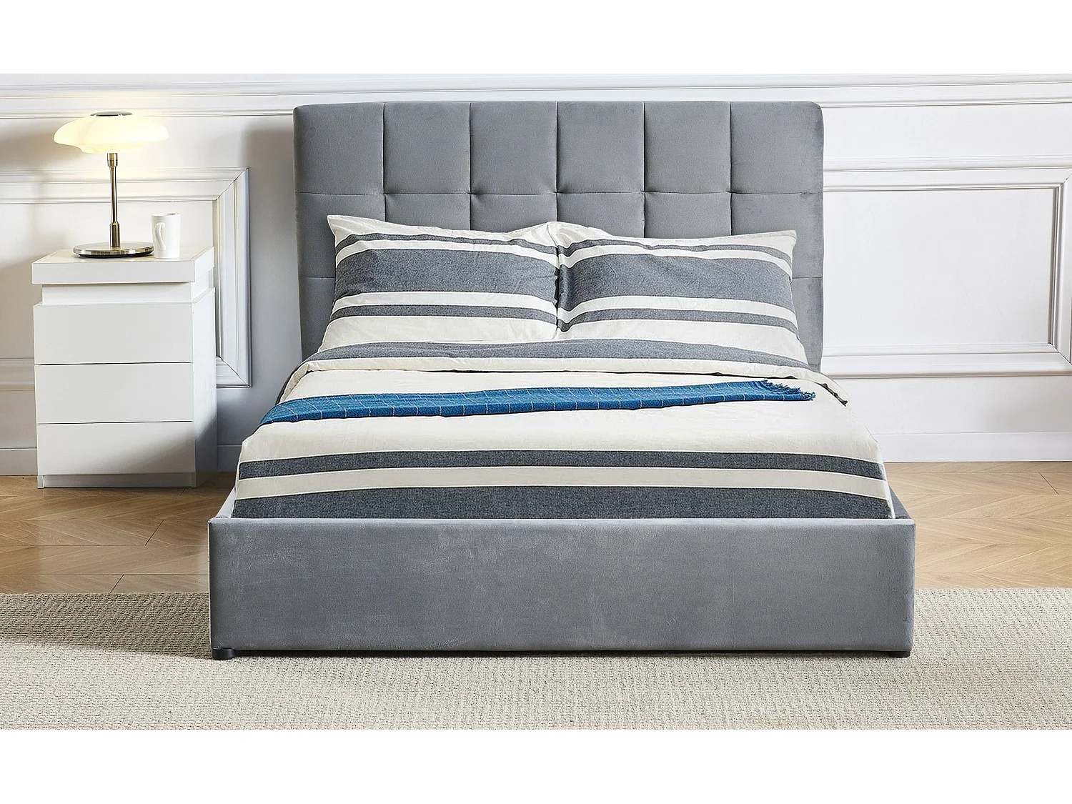 Lit Adulte Sommier Relevable "Birma" 180x200cm Argent