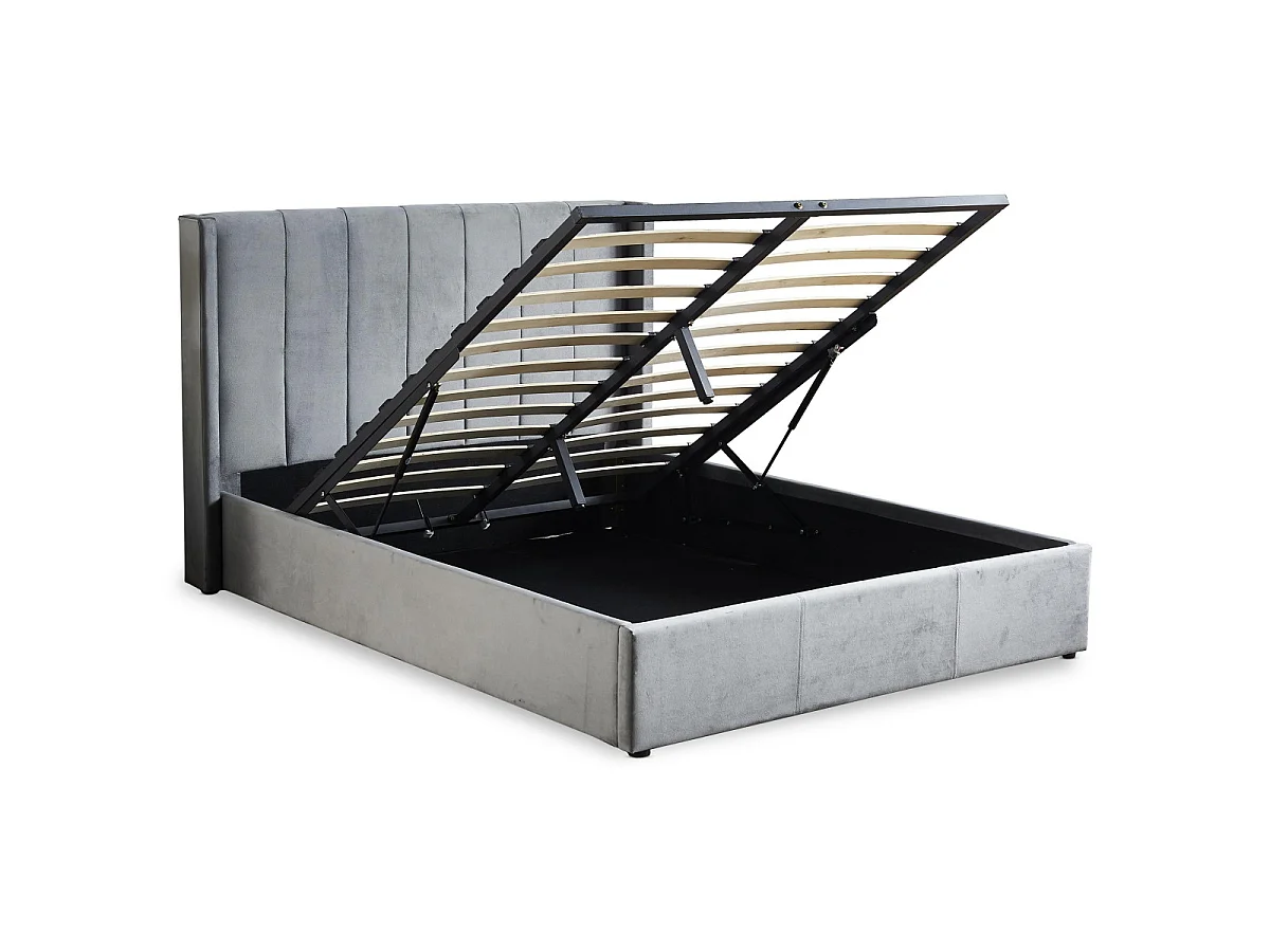 Lit Adulte Sommier Relevable "Fady" 140x190cm Gris
