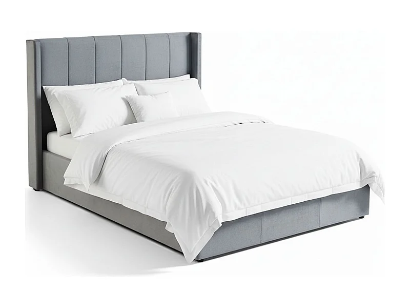 Lit Adulte Sommier Relevable "Fady" 140x190cm Gris