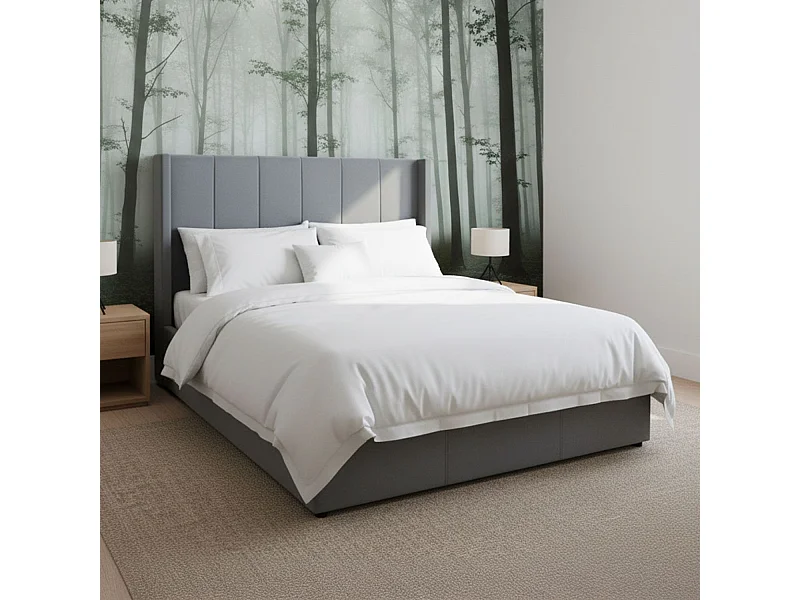 Lit Adulte Sommier Relevable "Fady" 140x190cm Gris