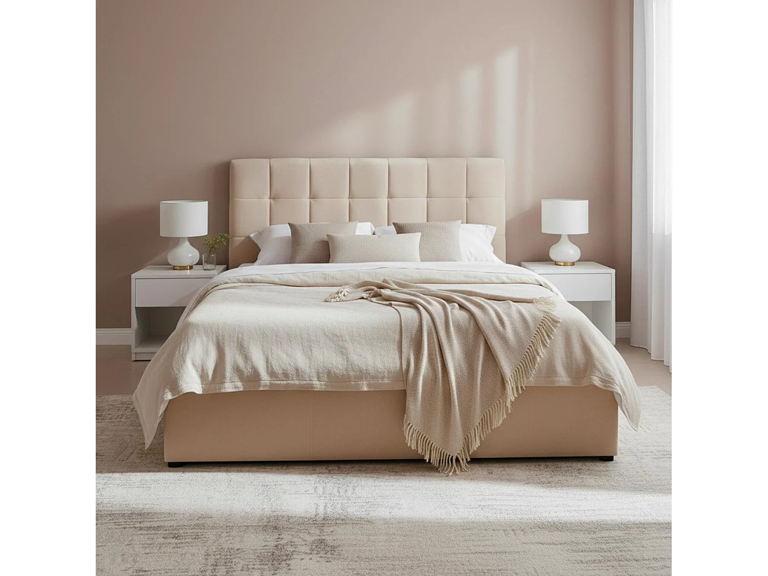 Lit Adulte Sommier Relevable "Birma" 160x200cm Beige