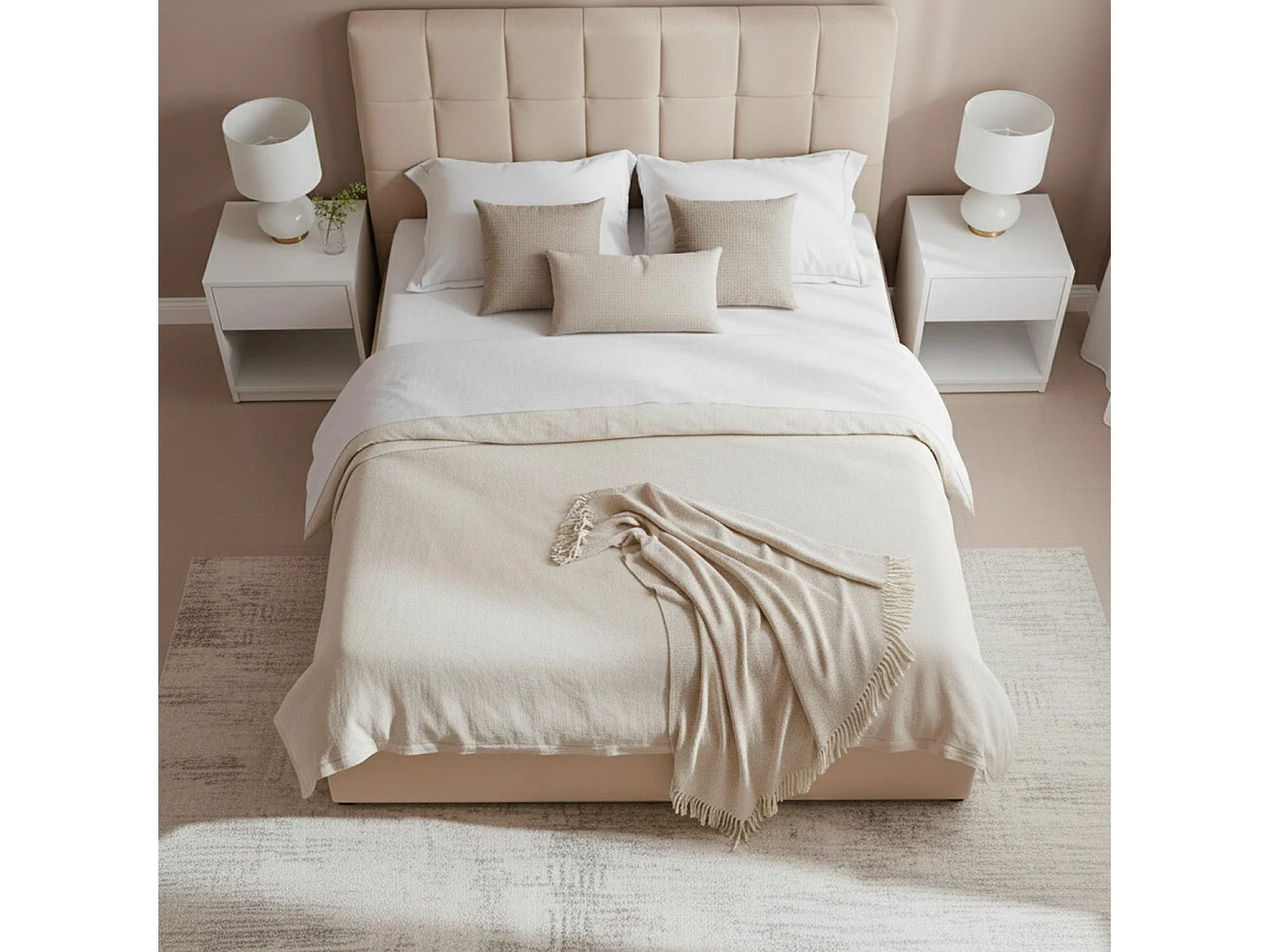 Lit Adulte Sommier Relevable "Birma" 160x200cm Beige