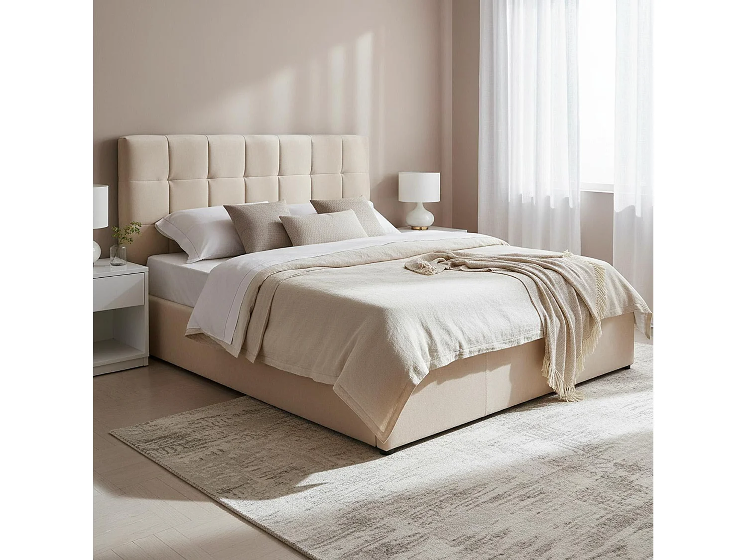 Lit Adulte Sommier Relevable "Birma" 160x200cm Beige