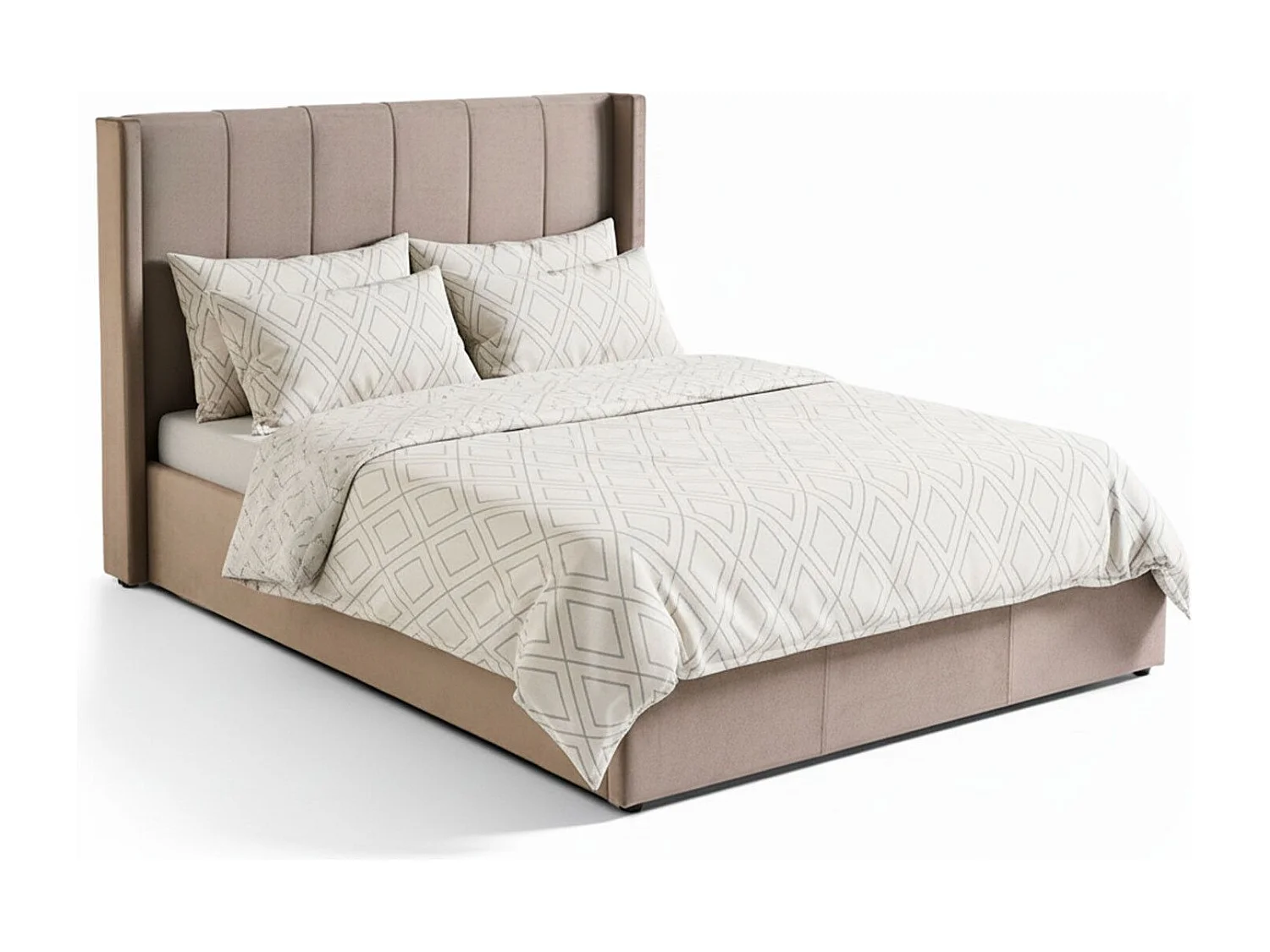 Lit Adulte Sommier Relevable "Fady" 140x190cm Taupe