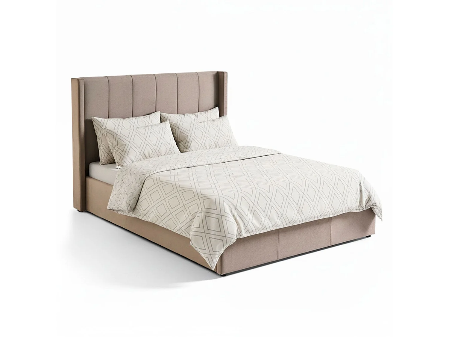 Lit Adulte Sommier Relevable "Fady" 140x190cm Taupe