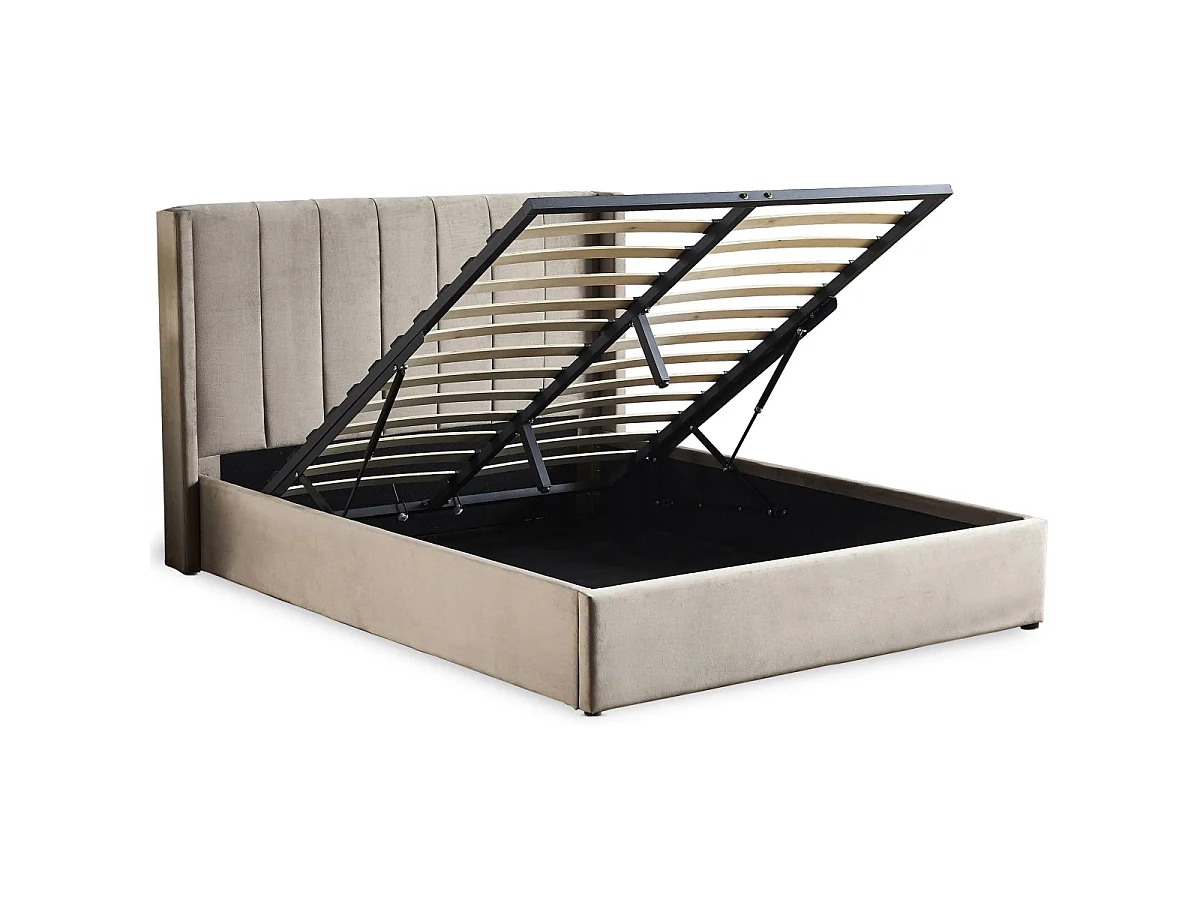 Lit Adulte Sommier Relevable "Fady" 140x190cm Taupe