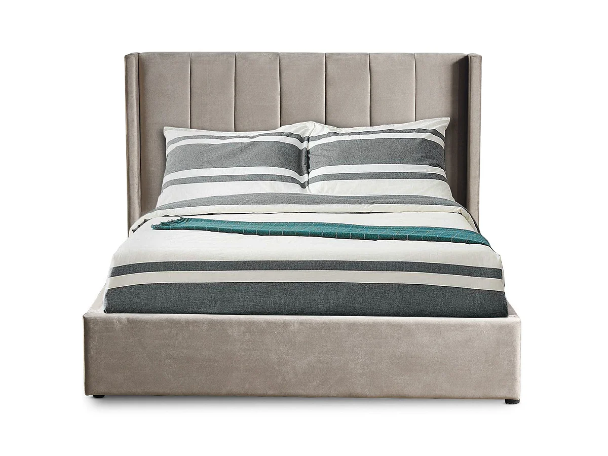 Lit Adulte Sommier Relevable "Fady" 140x190cm Taupe