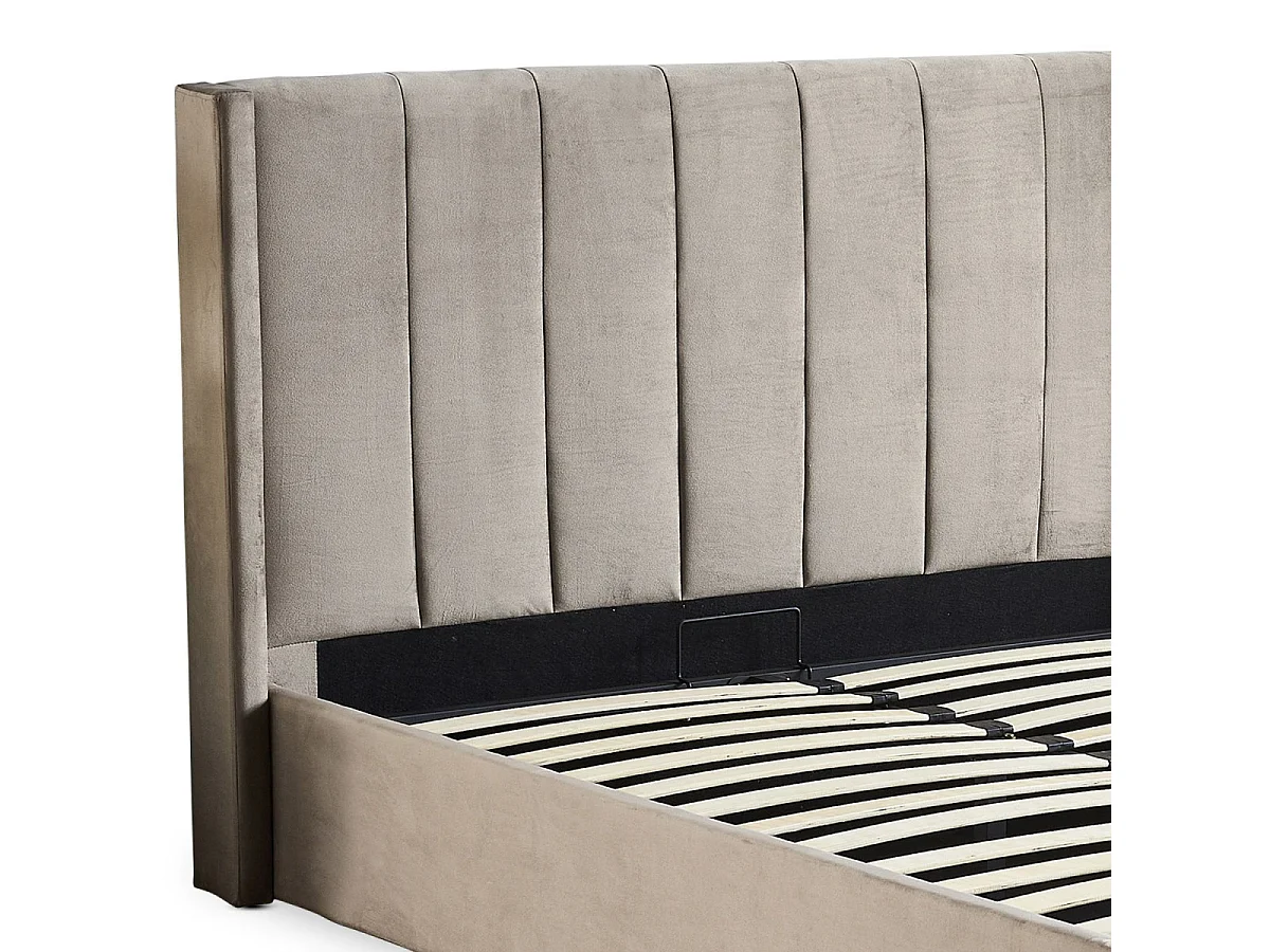Lit Adulte Sommier Relevable "Fady" 140x190cm Taupe