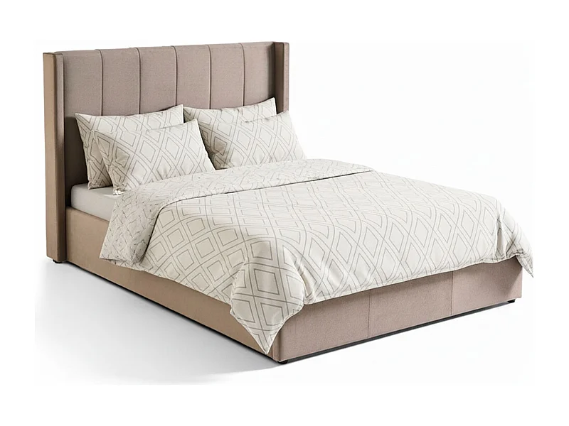 Lit Adulte Sommier Relevable "Fady" 140x190cm Taupe