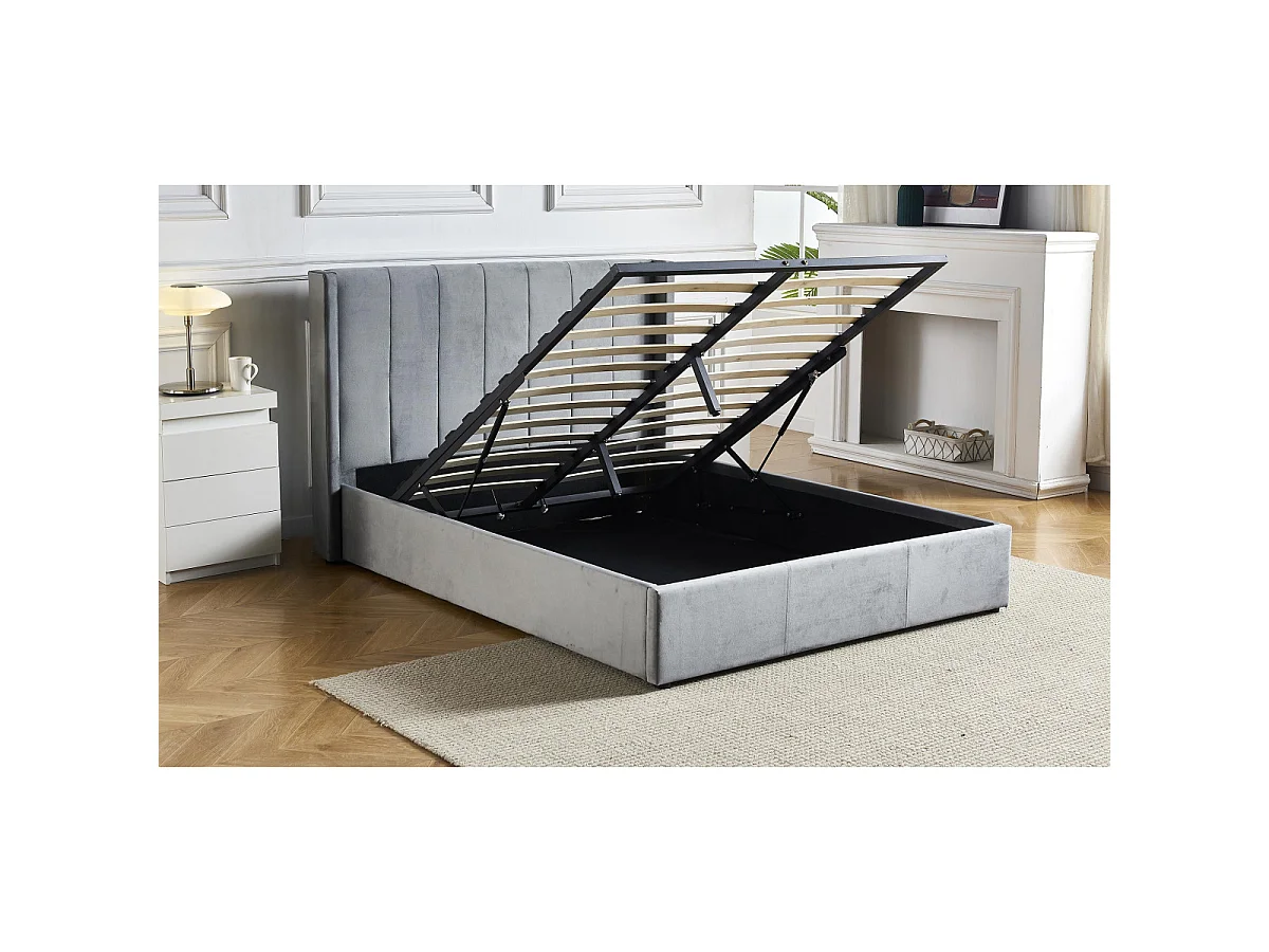 Lit Adulte Sommier Relevable "Fady" 180x200cm Gris