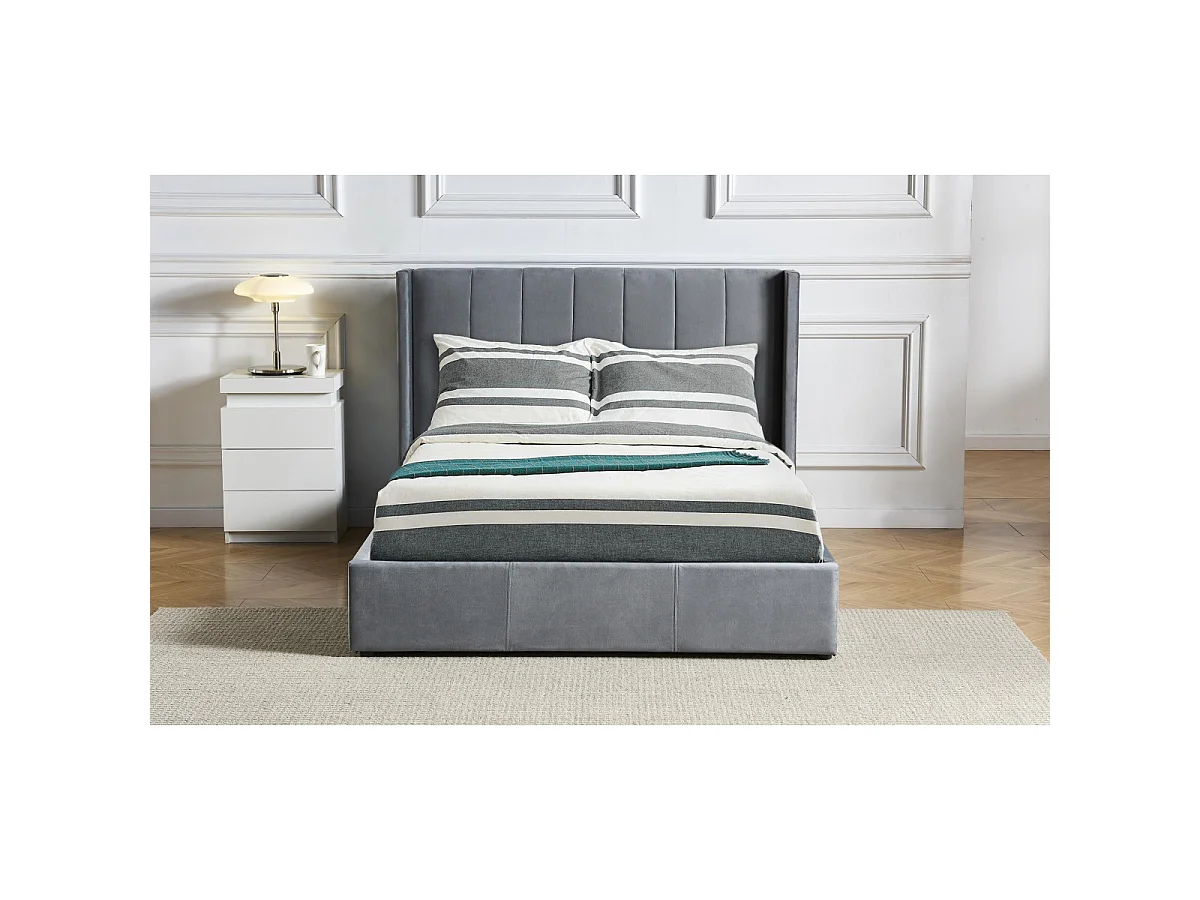 Lit Adulte Sommier Relevable "Fady" 180x200cm Gris