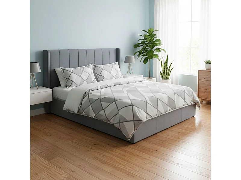 Lit Adulte Sommier Relevable "Fady" 180x200cm Gris