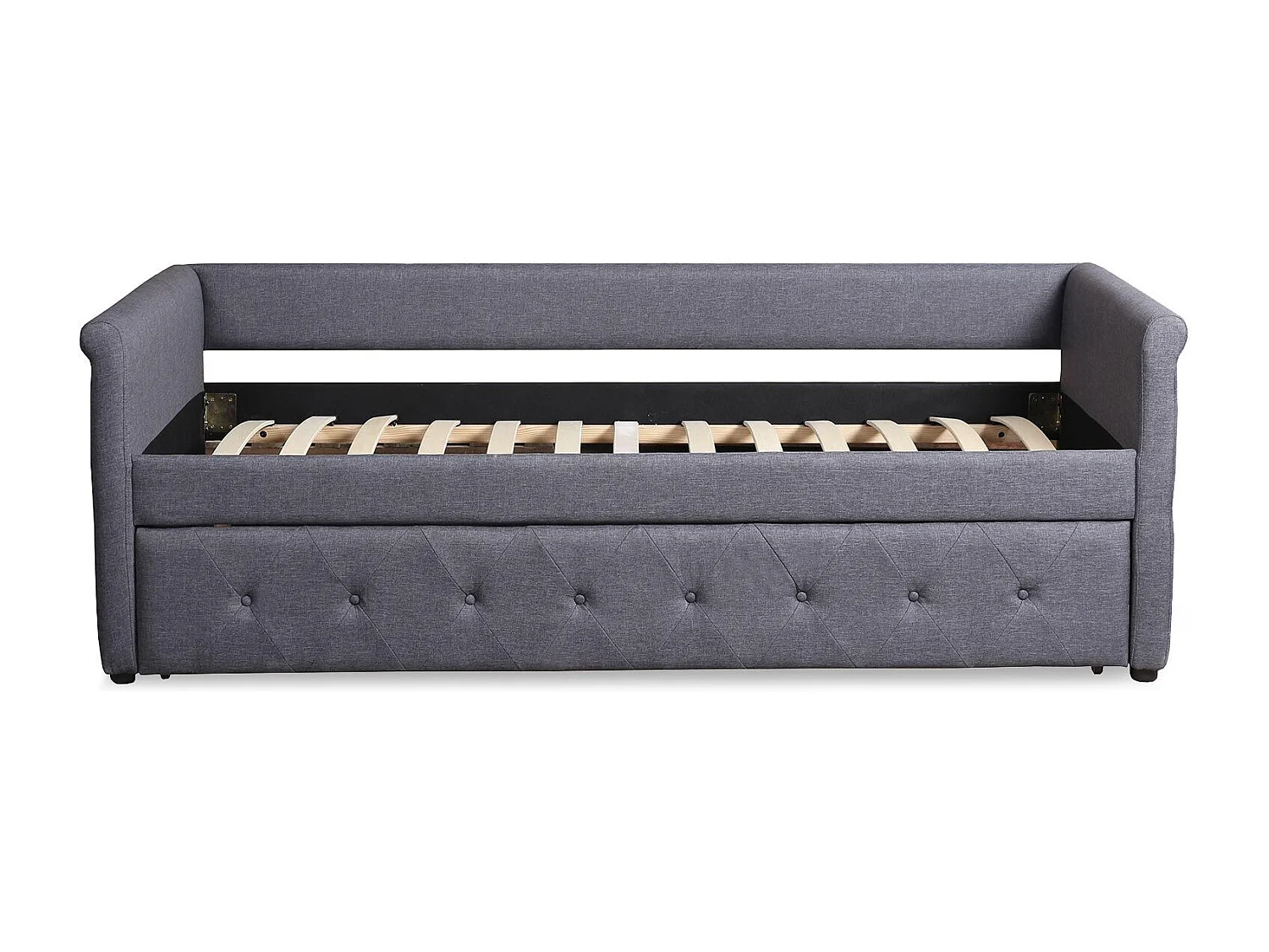 Lit Gigogne Capitonné "Antille" 90x190cm Gris