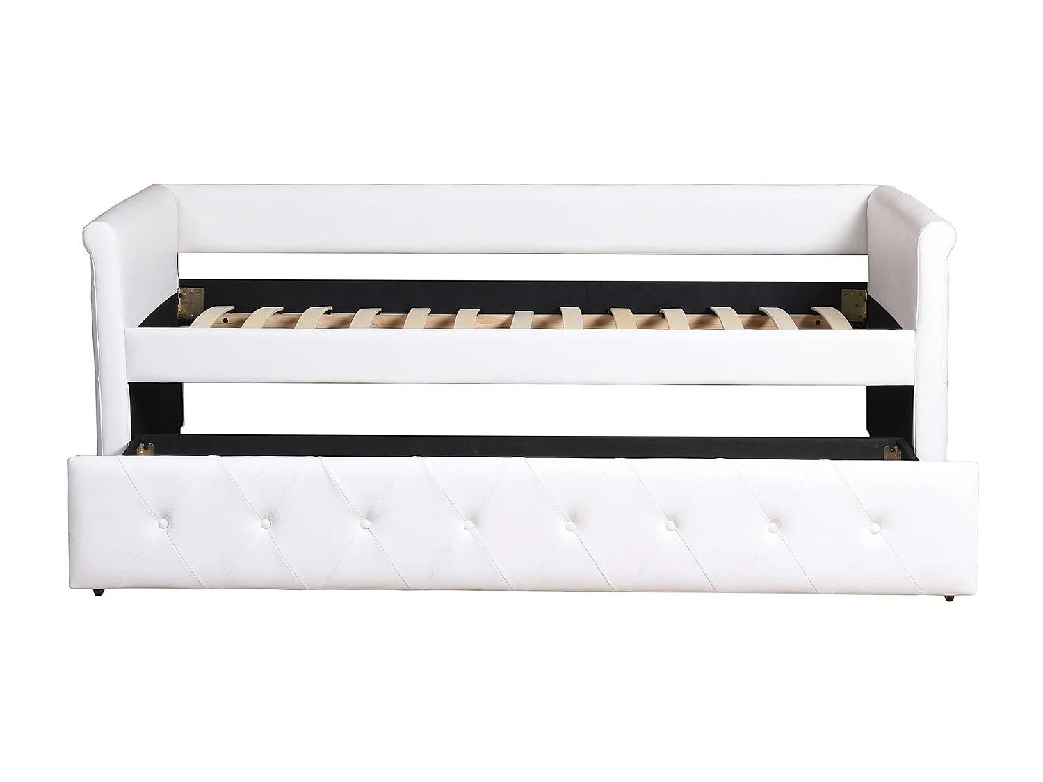 Lit Gigogne Capitonné "Antille" 90x190cm Blanc