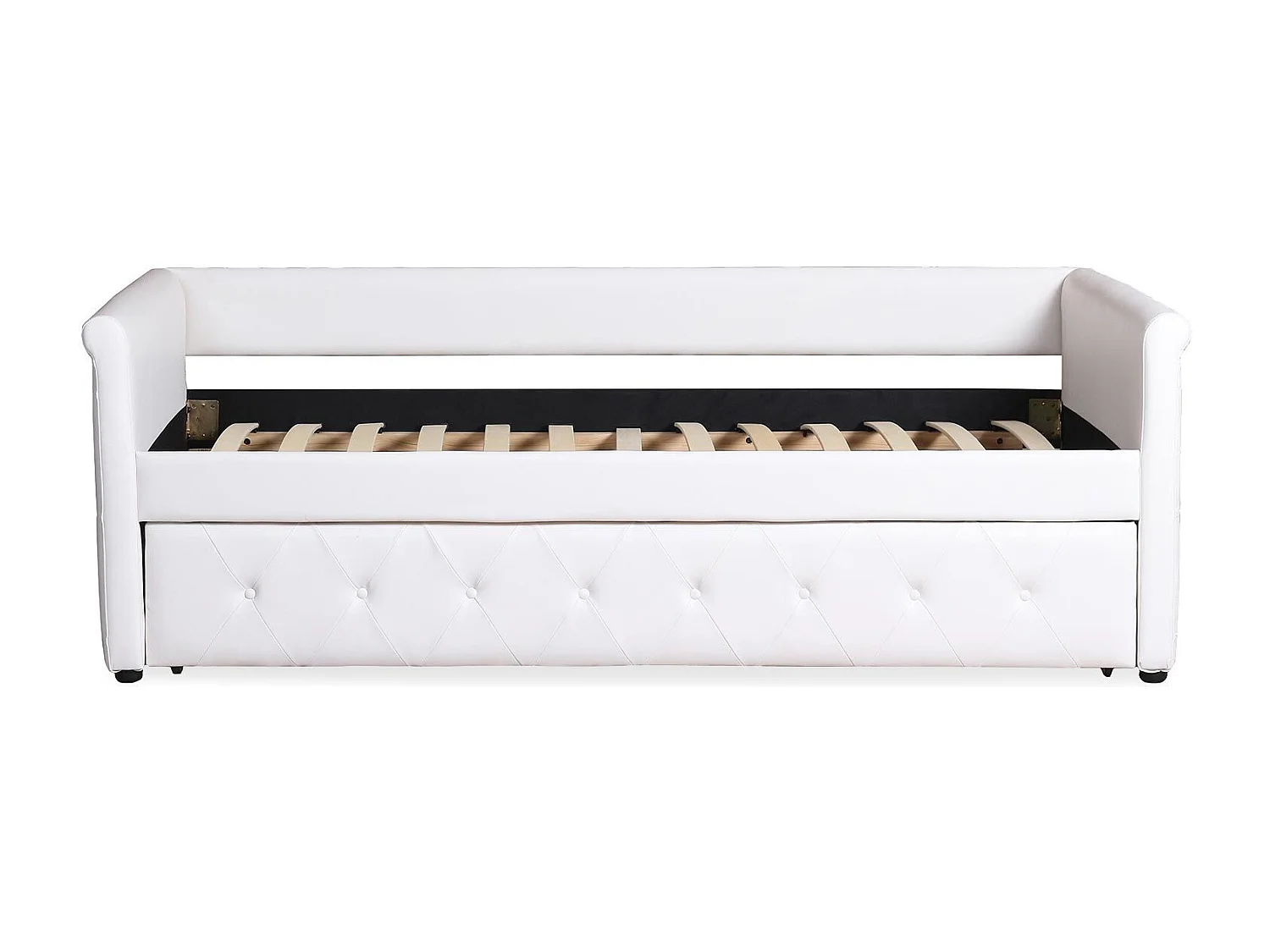 Lit Gigogne Capitonné "Antille" 90x190cm Blanc