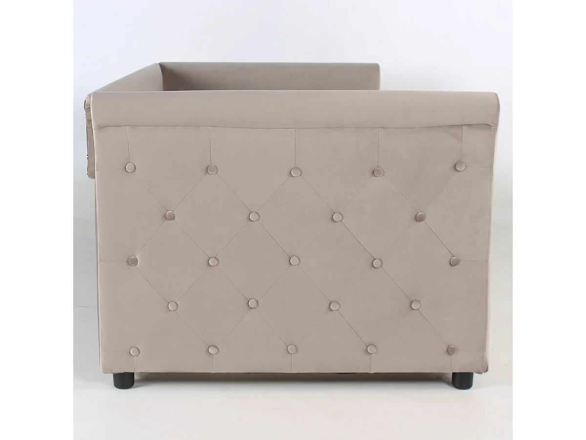 Lit Gigogne Capitonné "Antille" 90x190cm Taupe