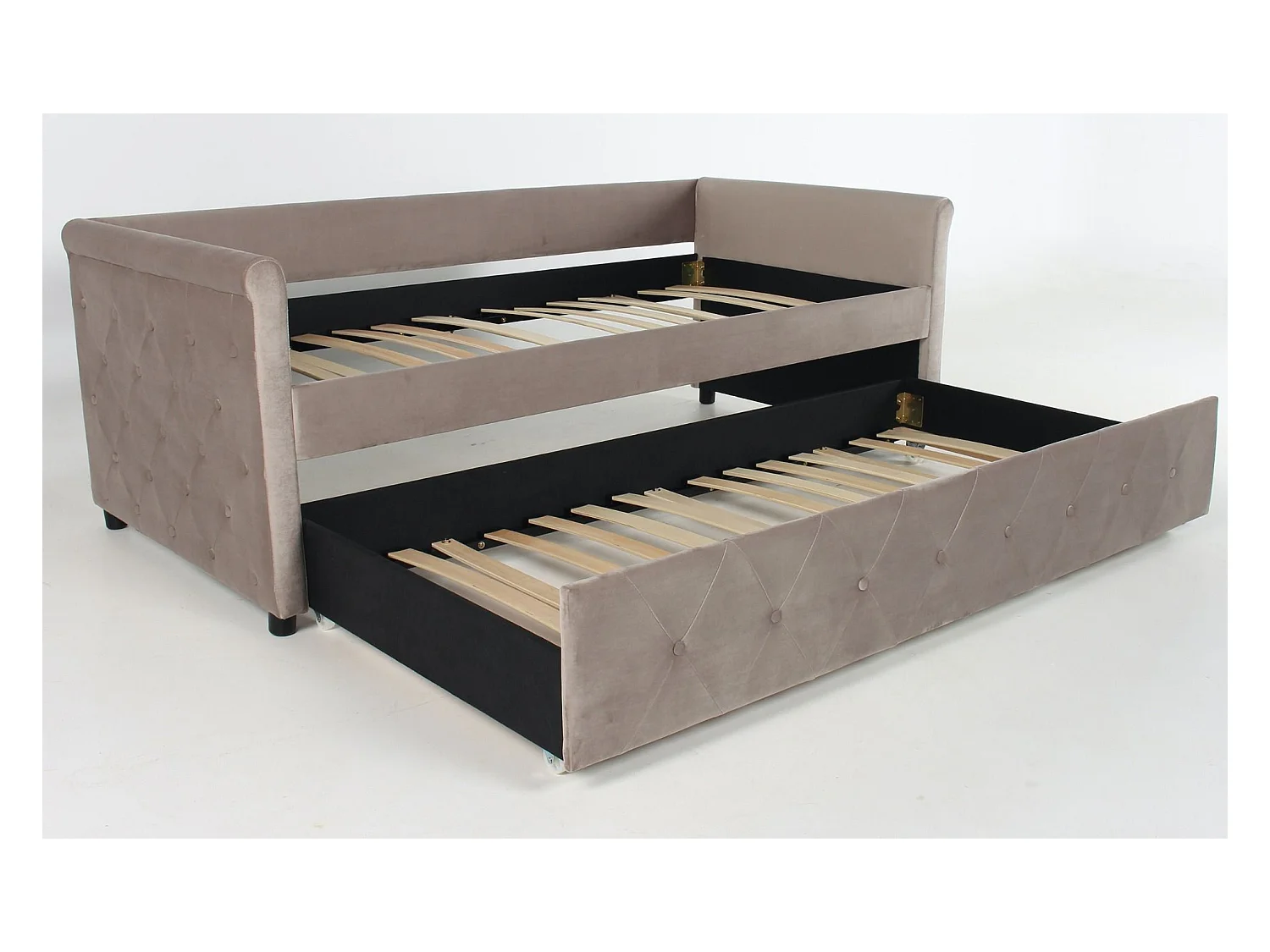 Lit Gigogne Capitonné "Antille" 90x190cm Taupe