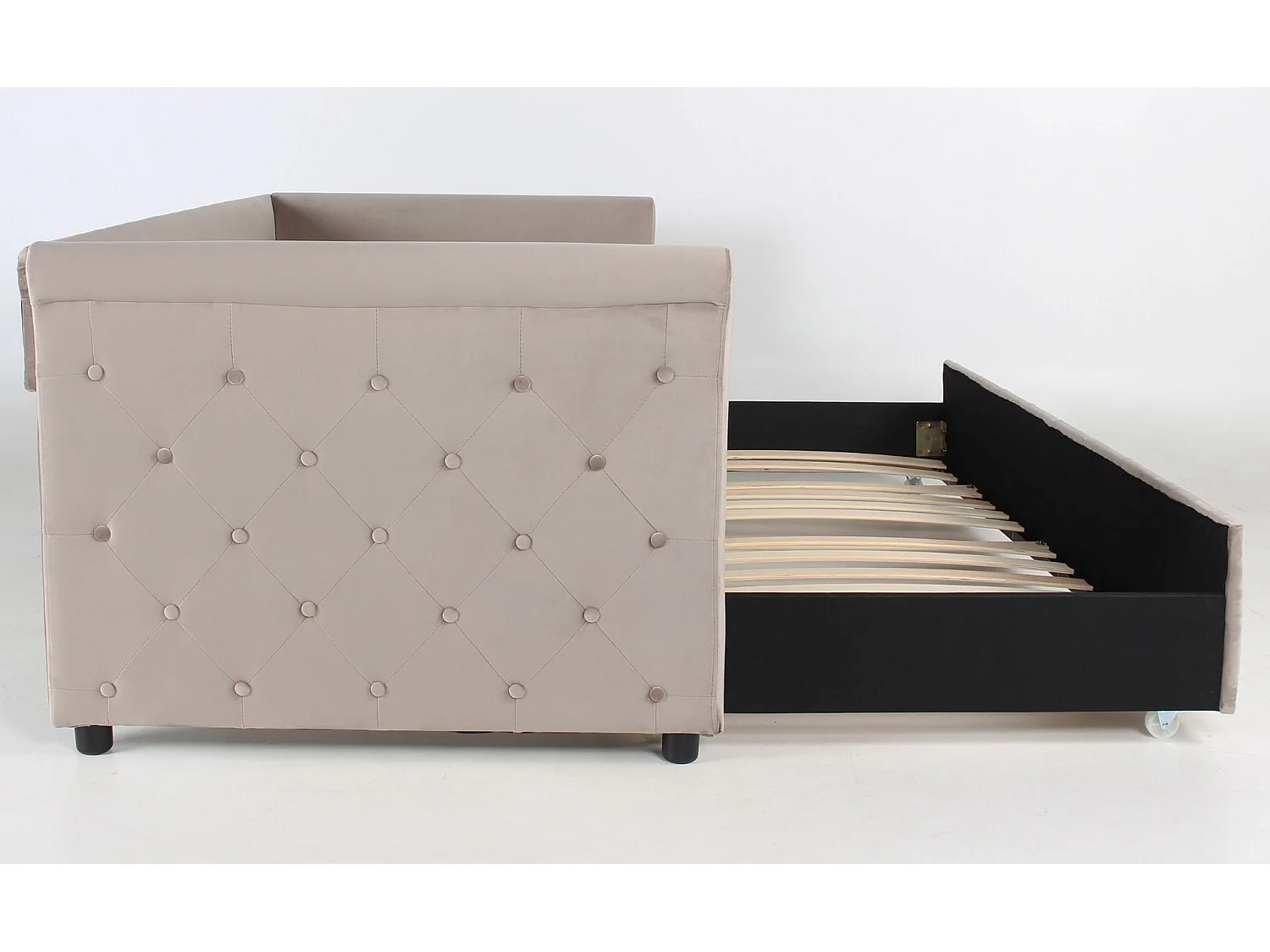 Lit Gigogne Capitonné "Antille" 90x190cm Taupe