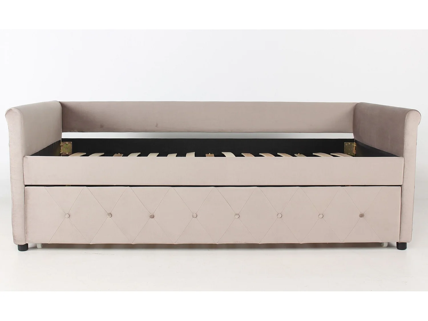 Lit Gigogne Capitonné "Antille" 90x190cm Taupe