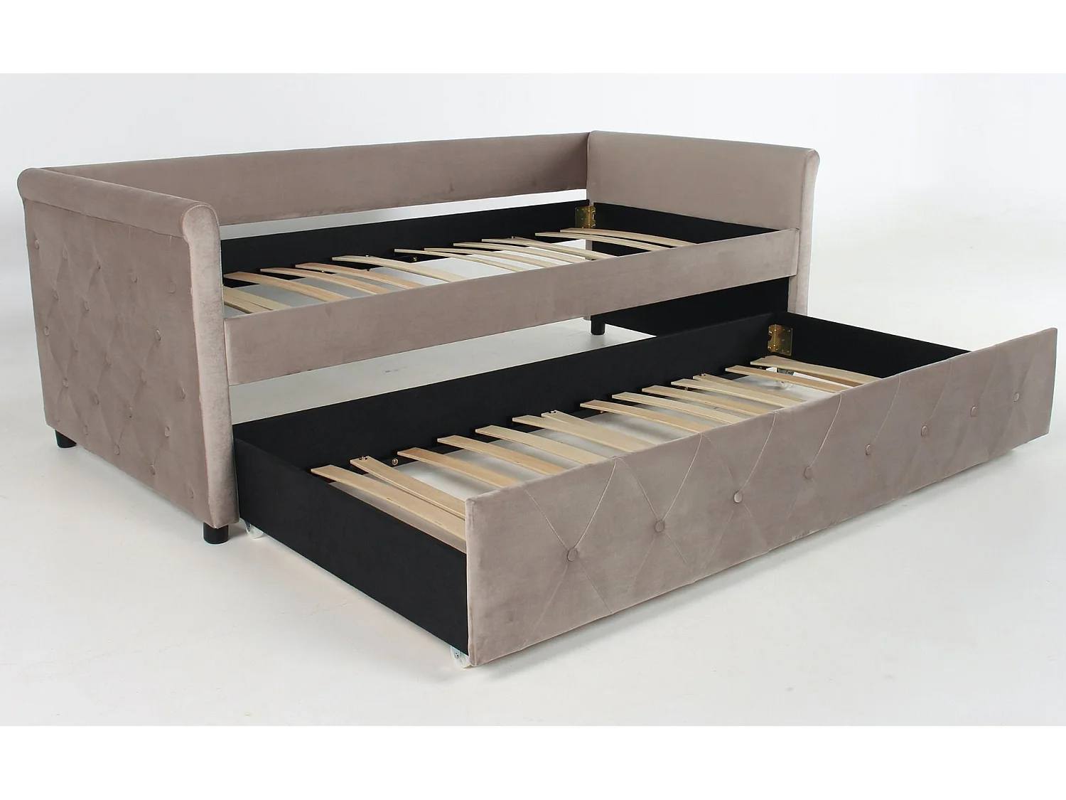 Lit Gigogne Capitonné "Antille" 90x190cm Taupe