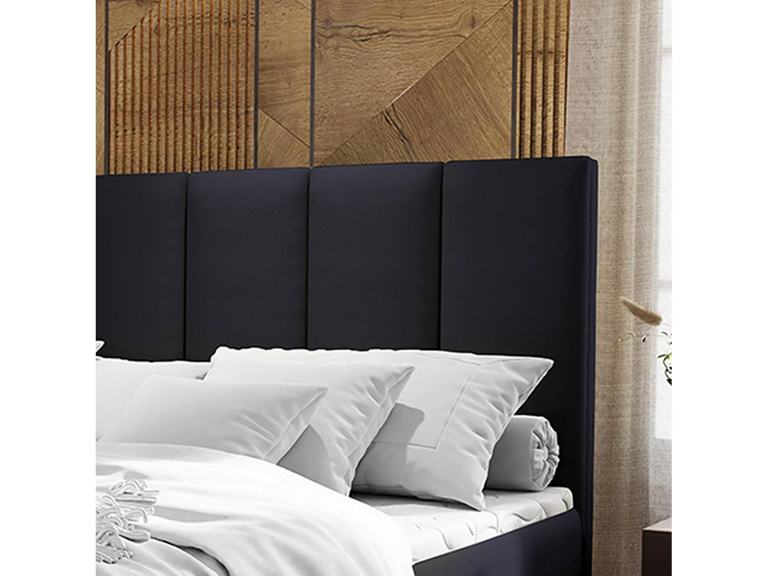 Lit Coffre & Matelas Design "Vatra" 180x200cm Noir