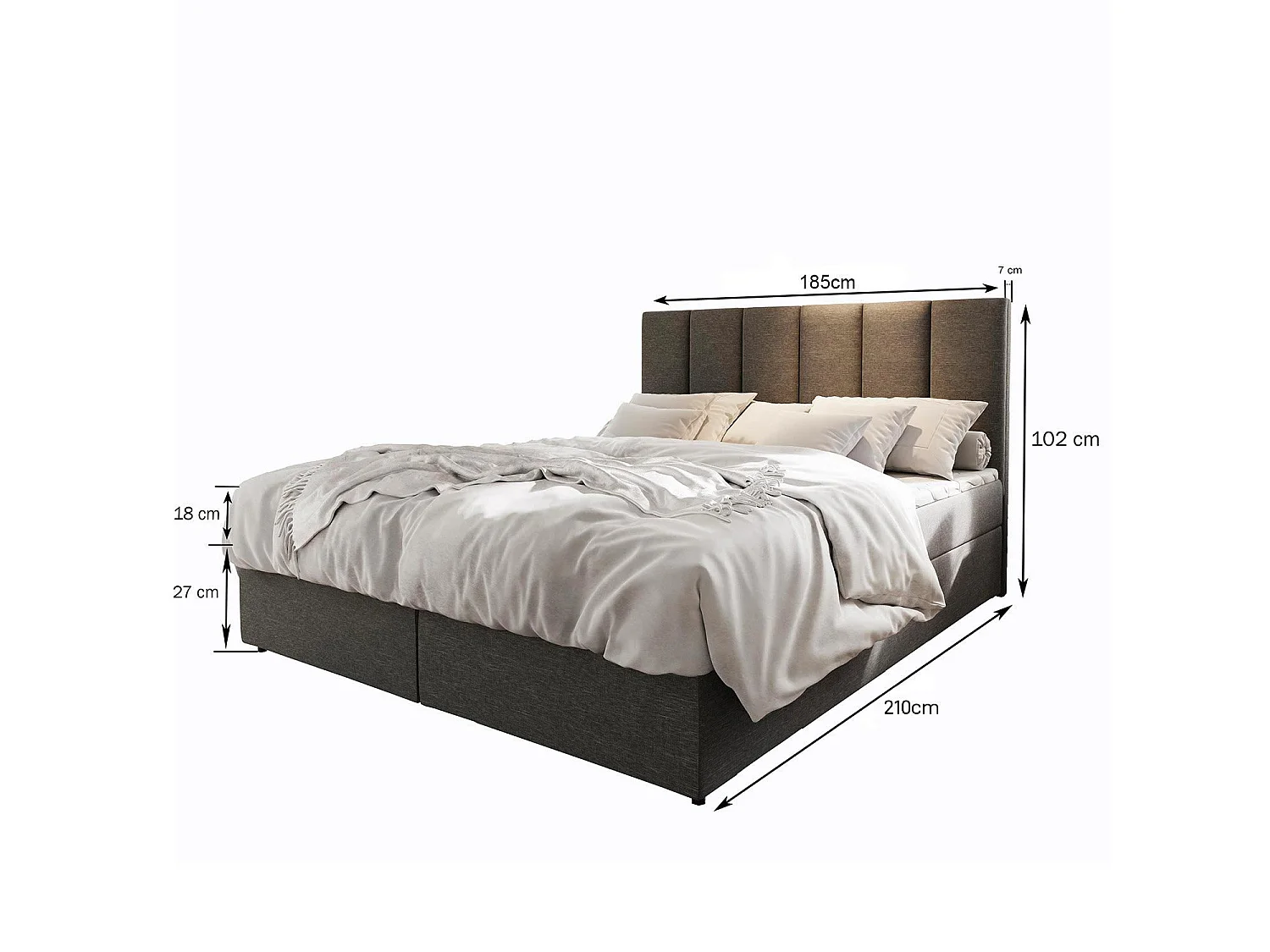 Lit Coffre & Matelas Design "Vatra" 180x200cm Noir