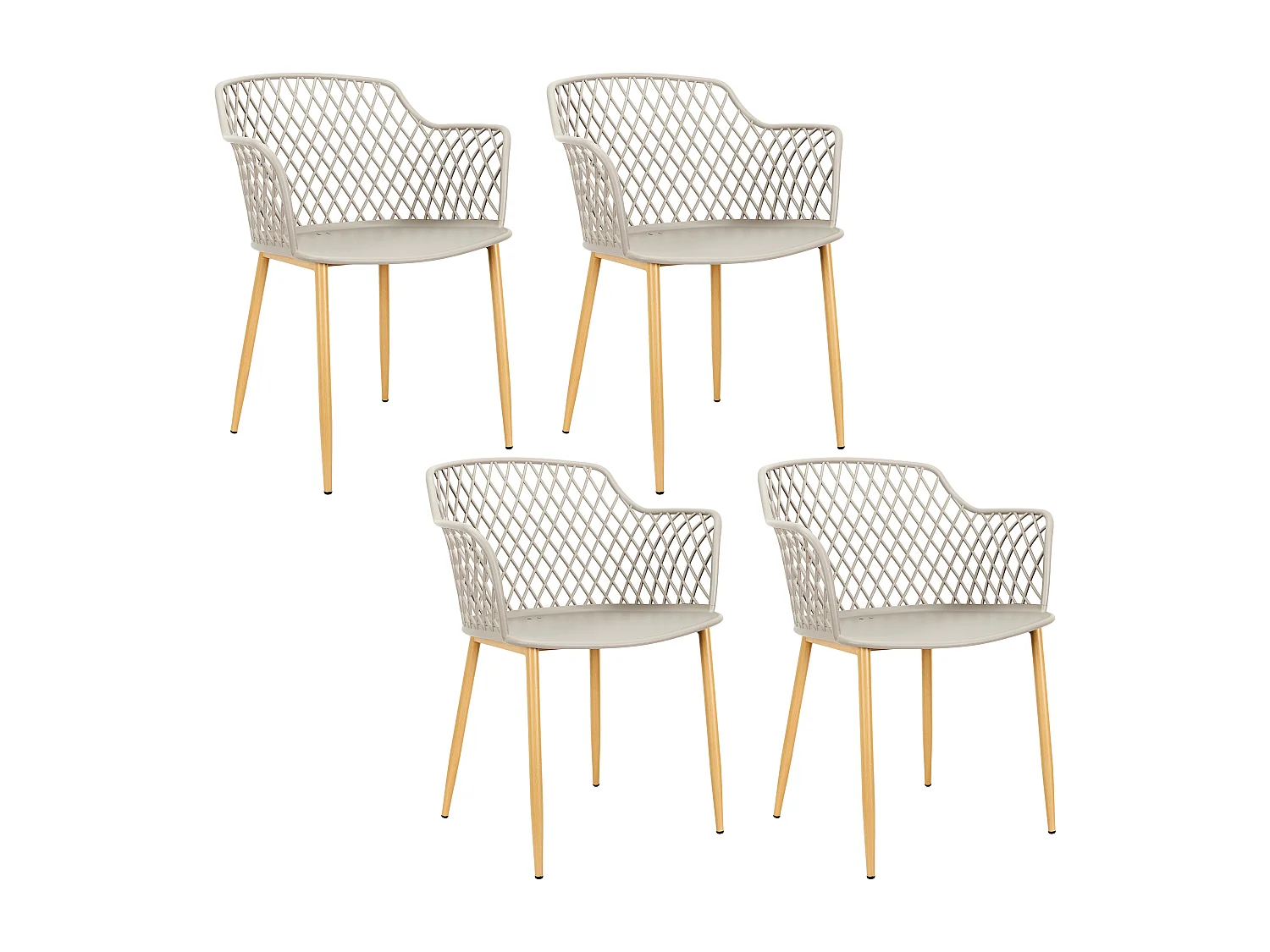 Fauteuil Exterieur Malaga Taupe - Lot De 4 Gris