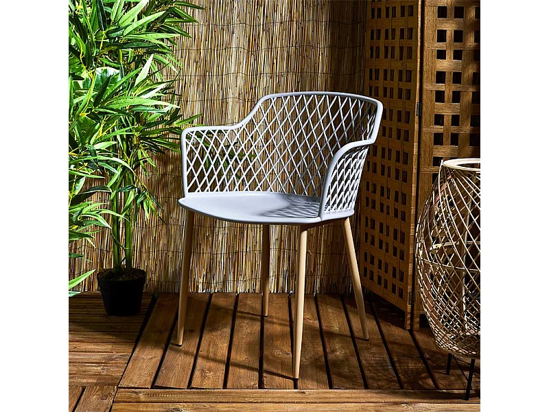 Fauteuil Exterieur Malaga Taupe - Lot De 4 Gris