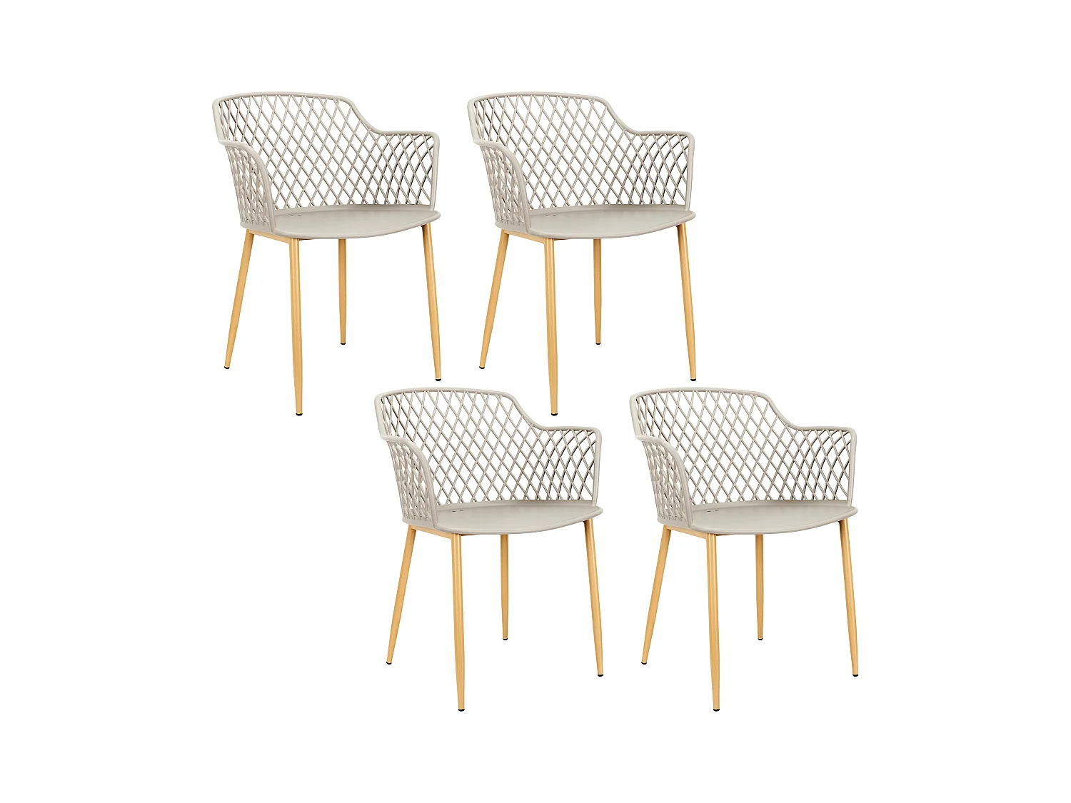 Fauteuil Exterieur Malaga Taupe - Lot De 4 Gris