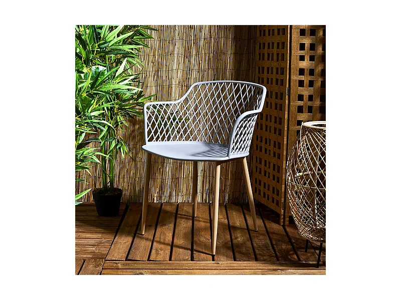 Fauteuil Exterieur Malaga Taupe - Lot De 4 Gris