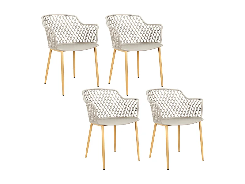 Fauteuil Exterieur Malaga Taupe - Lot De 4 Gris