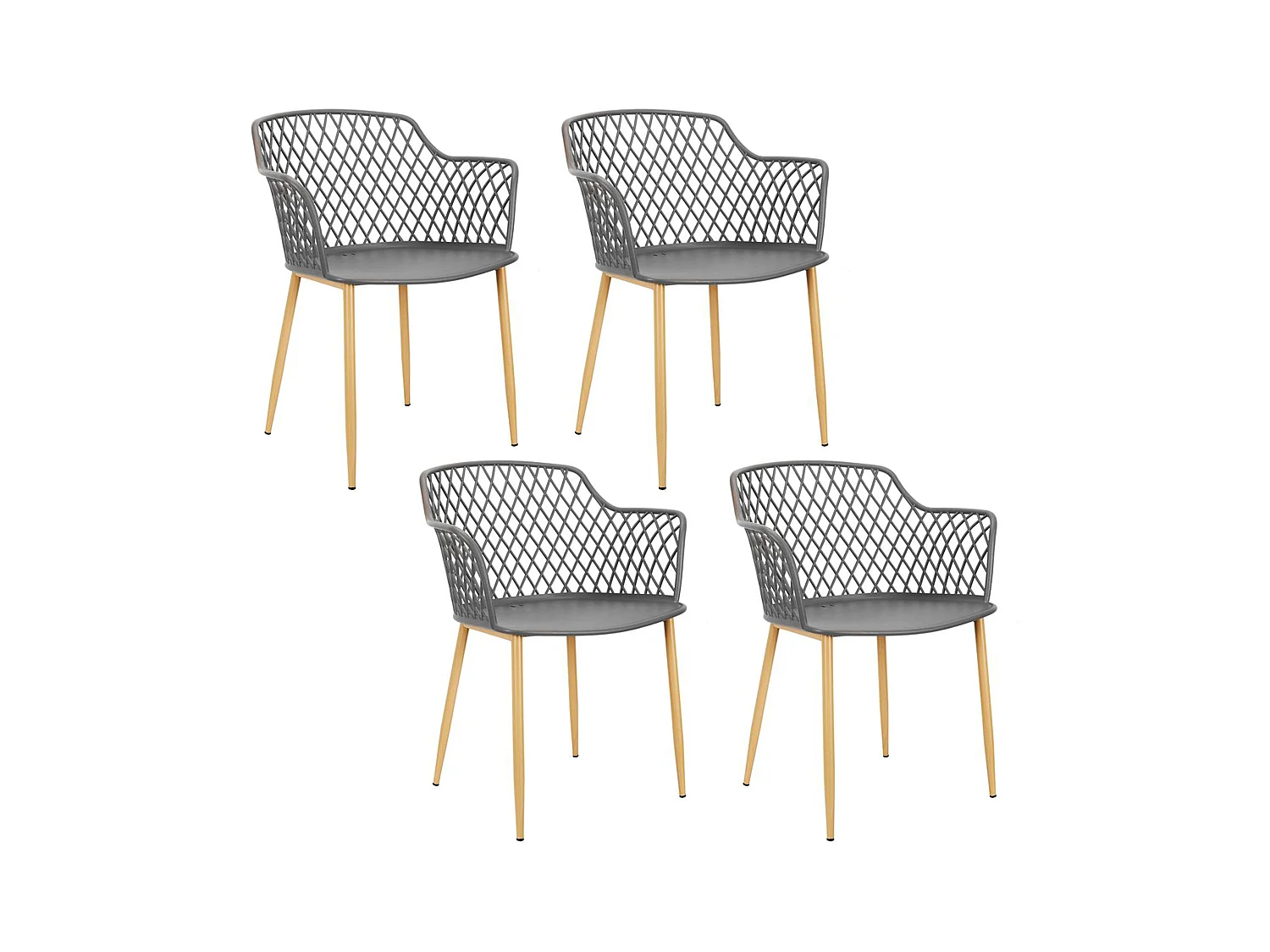 Fauteuil Exterieur Malaga Gris - Lot De 4 Gris