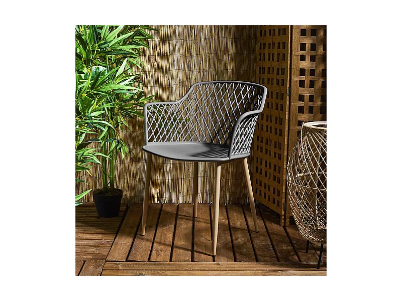 Fauteuil Exterieur Malaga Gris - Lot De 4 Gris