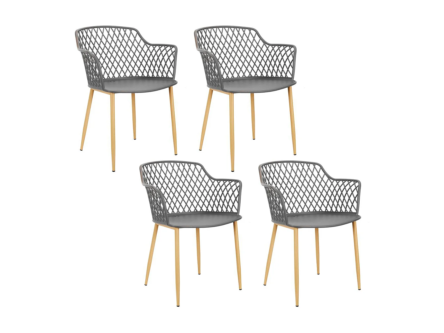 Fauteuil Exterieur Malaga Gris - Lot De 4 Gris