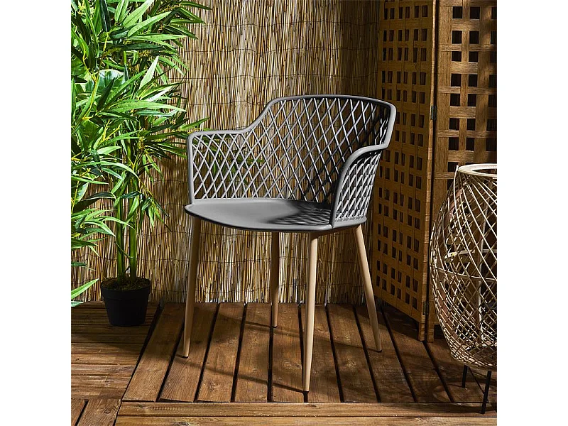 Fauteuil Exterieur Malaga Gris - Lot De 4 Gris