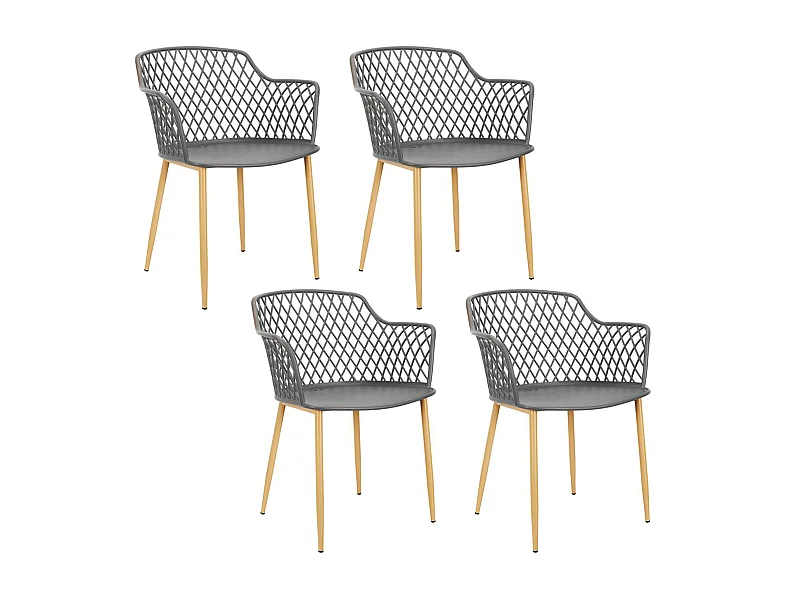 Fauteuil Exterieur Malaga Gris - Lot De 4 Gris