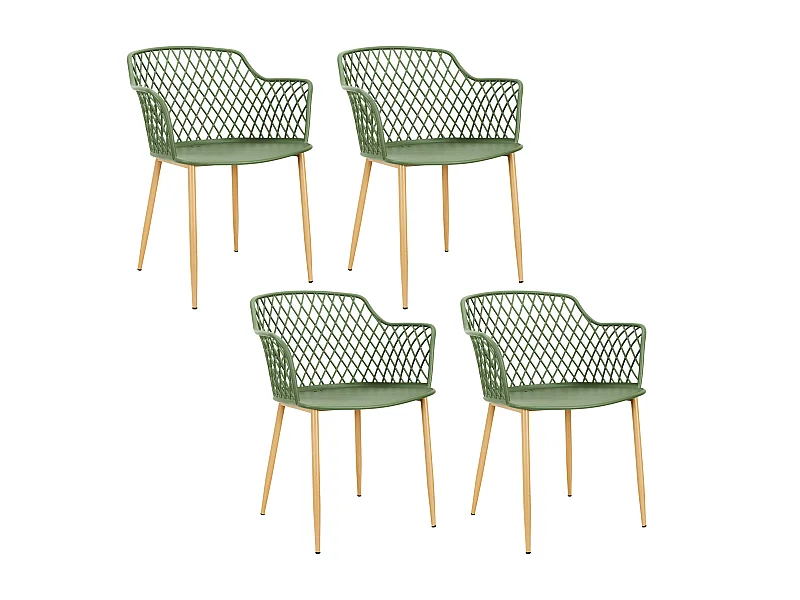 Fauteuil Exterieur Malaga Vert - Lot De 4 Vert