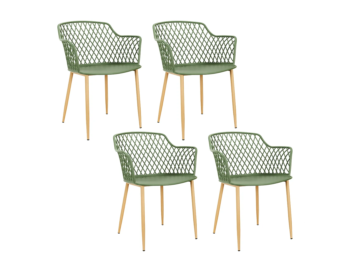 Fauteuil Exterieur Malaga Vert - Lot De 4 Vert