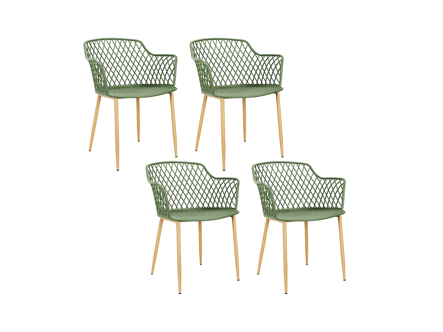 Fauteuil Exterieur Malaga Vert - Lot De 4 Vert