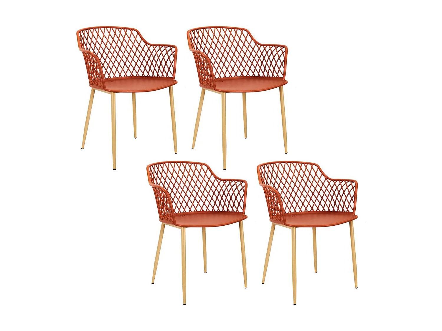 Fauteuil Exterieur Malaga Terracotta - Lot De 4 Orange