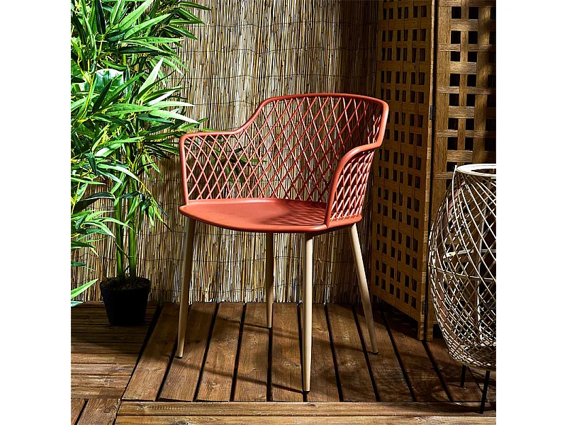 Fauteuil Exterieur Malaga Terracotta - Lot De 4 Orange