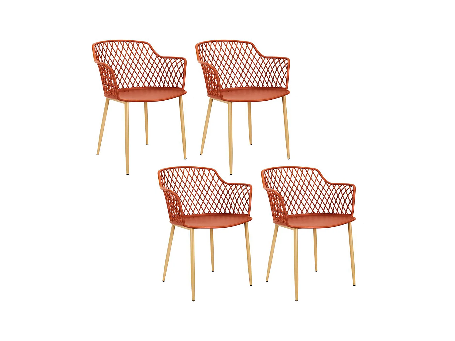 Fauteuil Exterieur Malaga Terracotta - Lot De 4 Orange