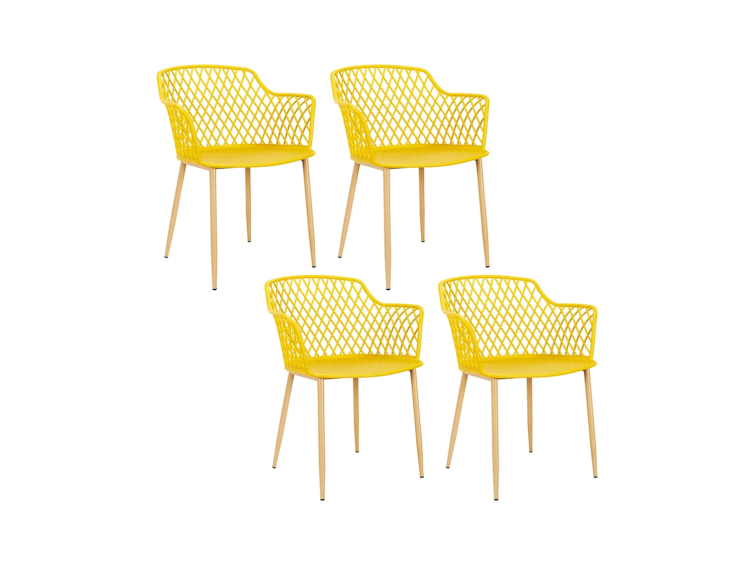 Fauteuil Exterieur Malaga Jaune - Lot De 4 Jaune